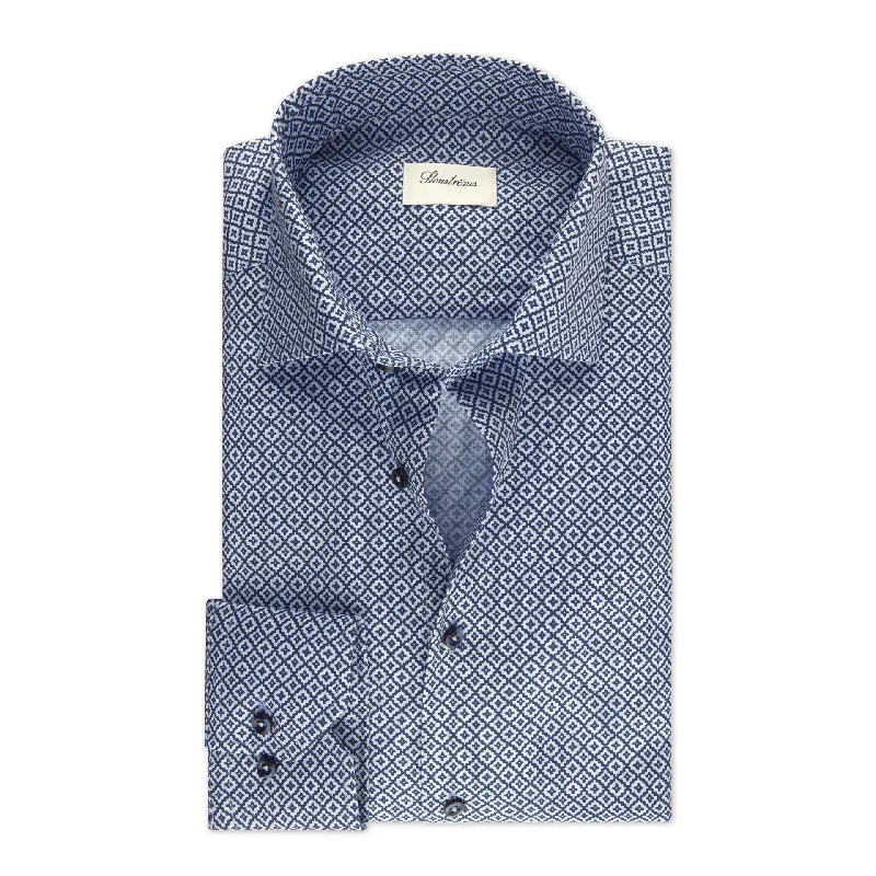 Price Smash Blue Patterned Oxford Fitted Body Shirt - Stenströms