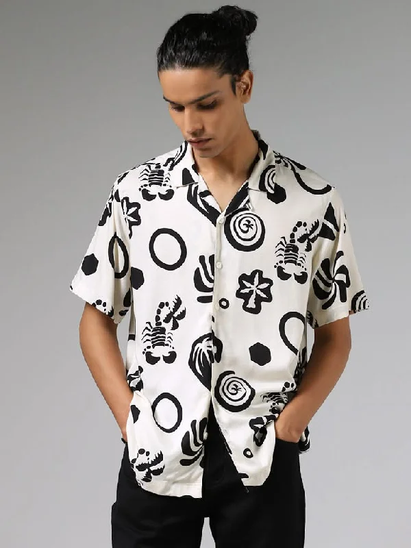 Epic Value Nuon Off White Printed Relaxed-Fit Shirt