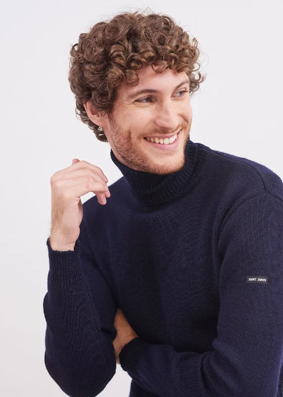 Weekend Discounts to Delight ROULE - Turtleneck Breton Sweater for Men | Slim Fit | 100% Wool  (NAVY)