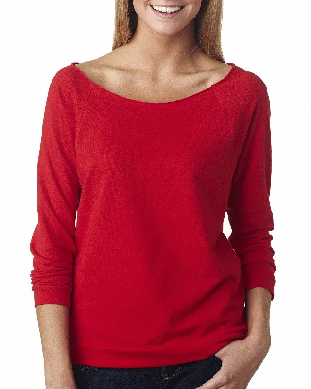 Bargain Blast Next Level Ladies French Terry Raw-Edge 3/4-Sleeve Raglan Tee | Red