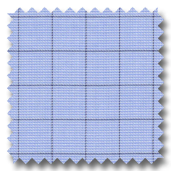 Value Deals Blue and Navy Check 200 2Ply Broadcloth - Custom Dress Shirt