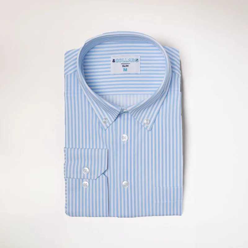 Blowout Sale Range Shirt - White and Blue Pinstripe