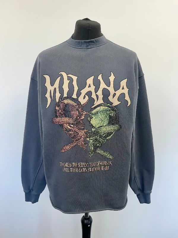 Cash Savings Dove Serpent Heavyweight Open Hem Sweatshirt.