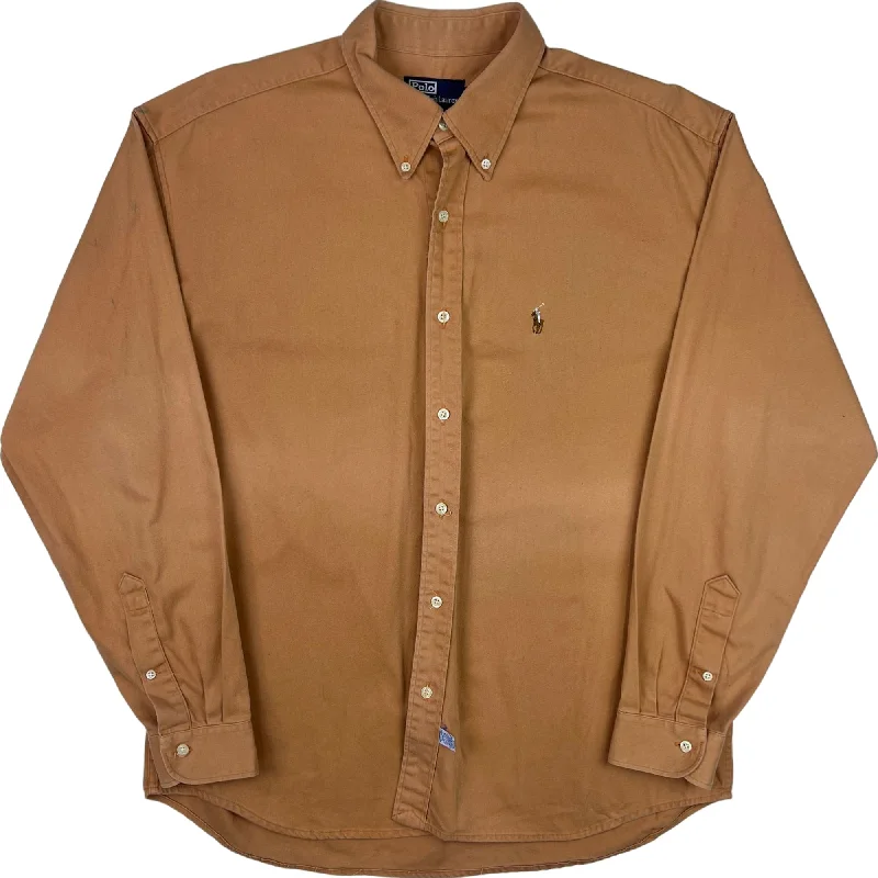 Steals and Deals Ralph Lauren Polo Button-Up Long Sleeve Shirt Beige