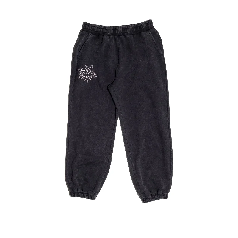 Extra Discount amongst few x Precious Trust - Chain Stitch Joggers (Black)