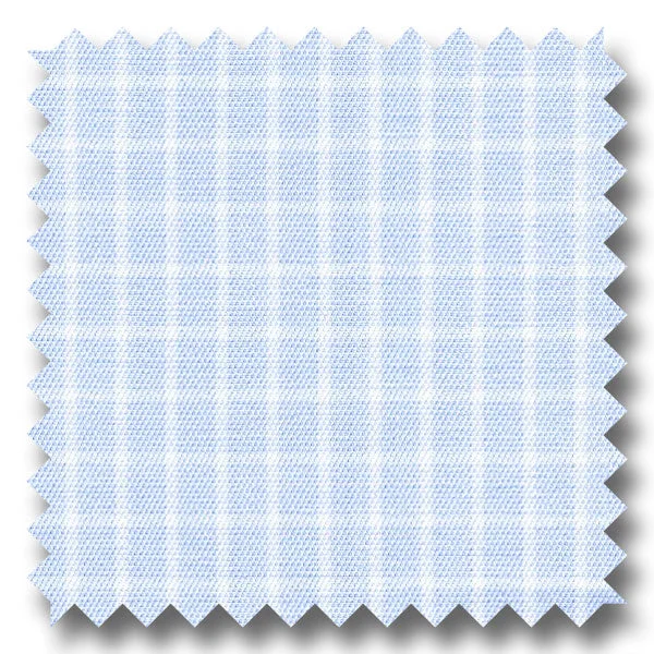 Limited Offer Light Blue Check 200 2Ply Broadcloth - Custom Dress Shirt