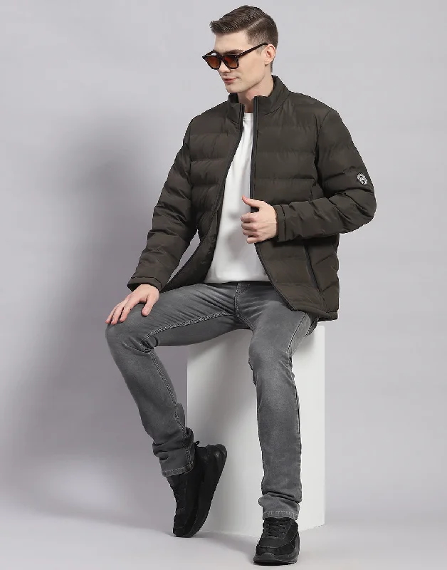 Best Choice Men Olive Solid Stand Collar Full Sleeve Jacket