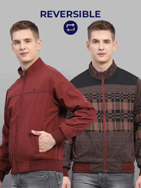 Weekend Sale: Don't Miss Out Men Maroon Solid Mock Neck Full Sleeve Jacket
