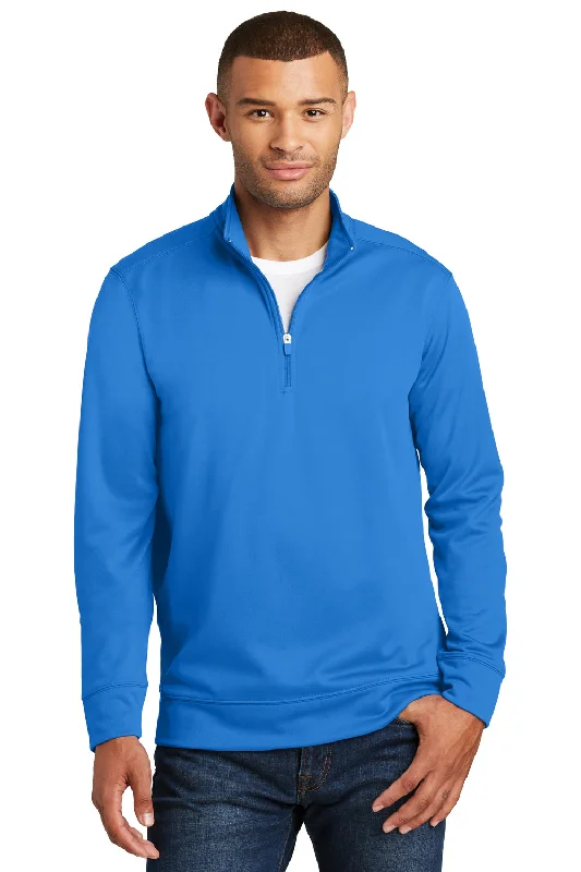 Weekend Offers You Can't Ignore Port & Company Mens Dry Zone Performance Moisture Wicking Fleece 1/4 Zip Sweatshirt - Royal Blue