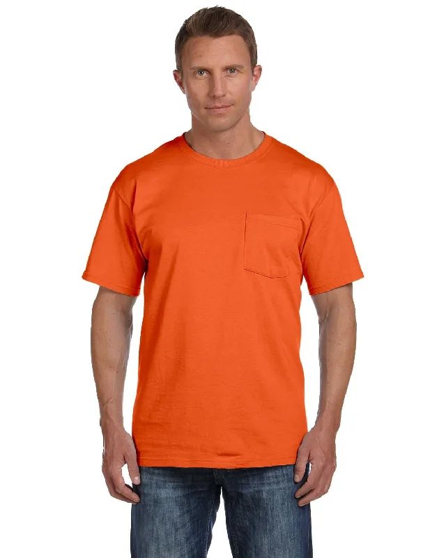 Discount Mania Fruit of the Loom Cotton Pocket T-Shirt | Burnt Orange