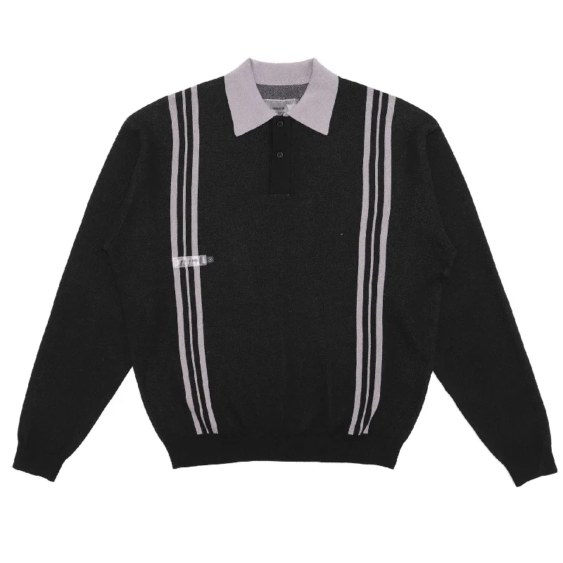 Steals and Deals Sutton LS Sweater Polo Shirt Black - SS24