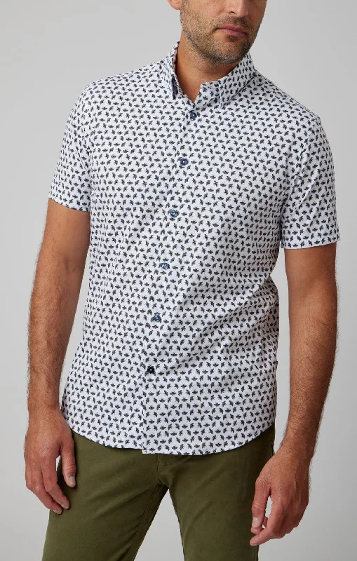 Savings Spectacular White Bees Short Sleeve Shirt