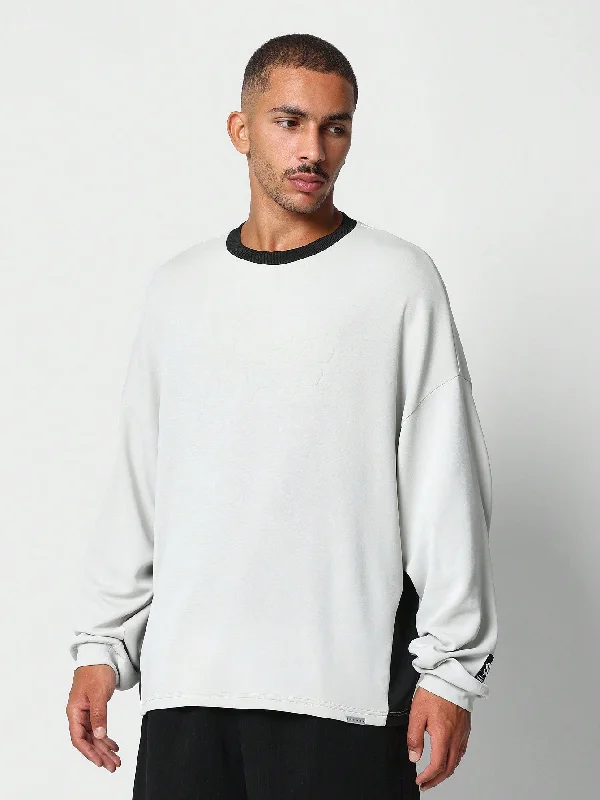 Weekend Discounts to Enjoy Oversized Fit Sweatshirt With Contrast Crew Neck
