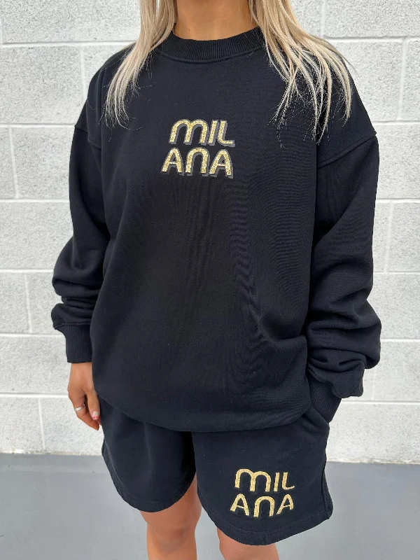 Savings Galore Black Embellished Sweatshirt.