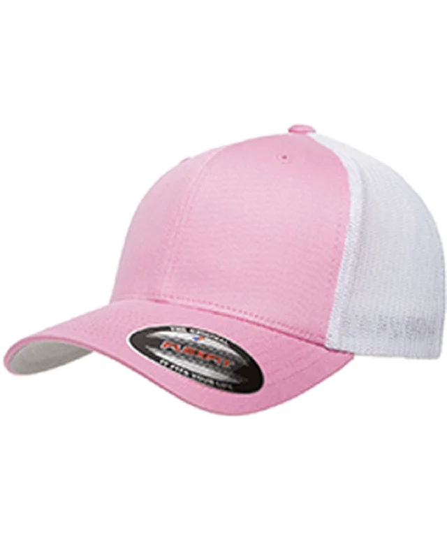 Price Reduction Yupoong Flexfit 6-Panel Trucker Cap | Pink/ White