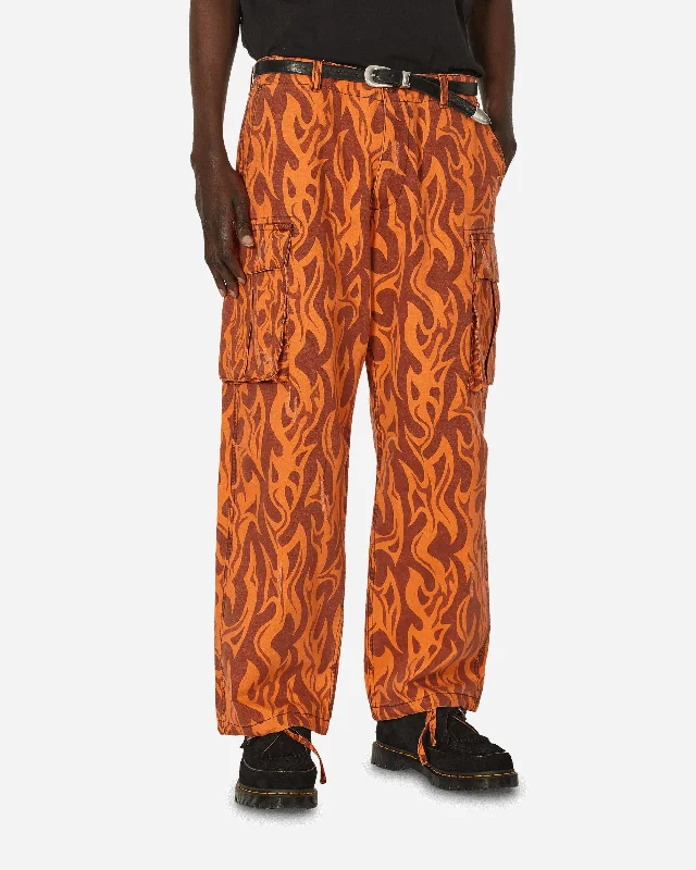 Low Prices Printed Flame Cargo Pants Orange