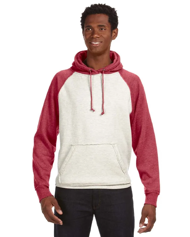 Clearance Sale J America Adult Vintage Heather Pullover Hooded Sweatshirt | Oatml Hthr/ Red Clearance Sale J America Adult Vintage Heather Pullover Hooded Sweatshirt | Oatml Hthr/ Red