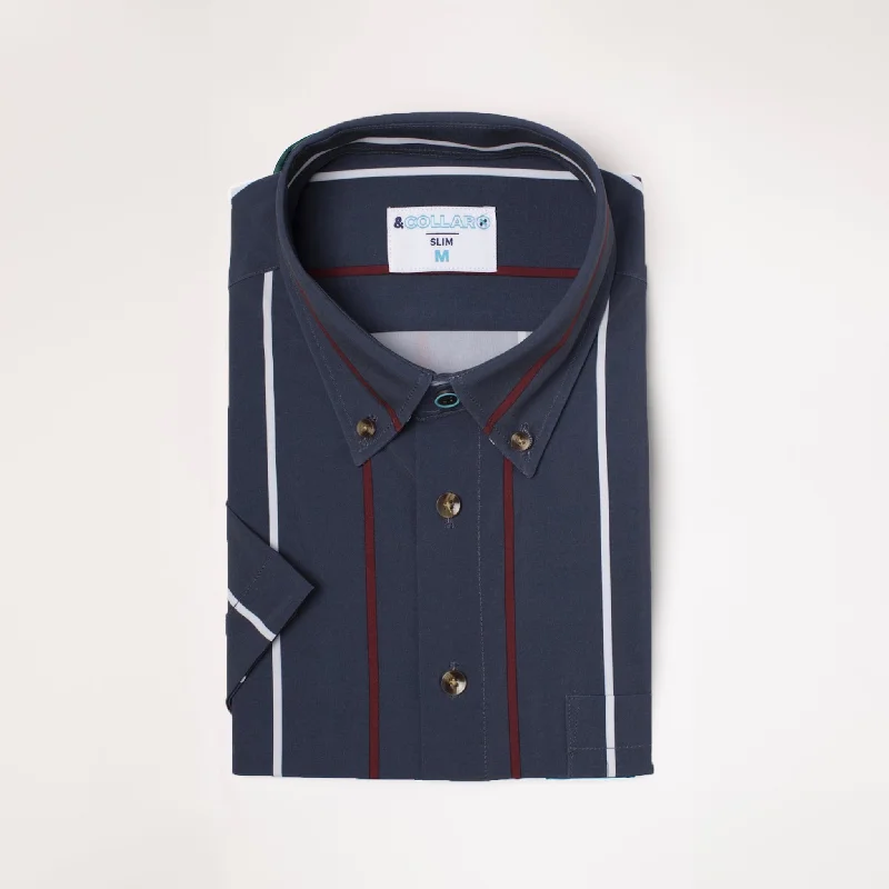 Mega Deal Range Shirt - Navy w/ Red and White Stripes