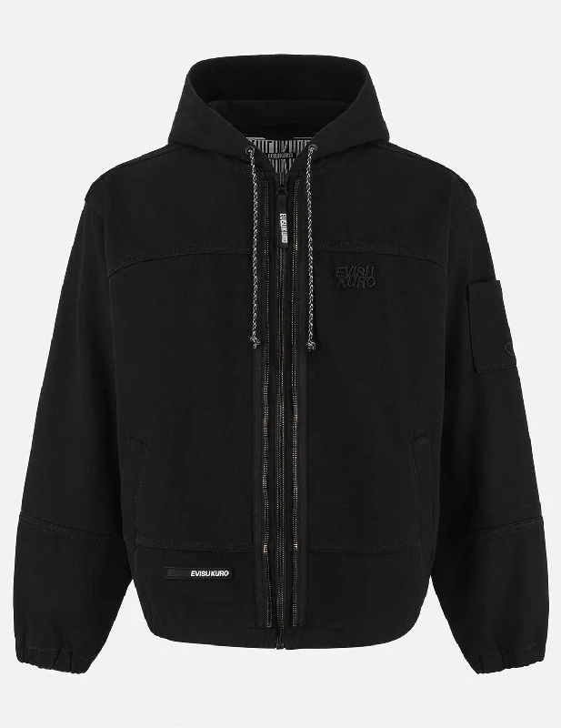 New Markdowns Logo Embroidery Boxy Hooded Jacket