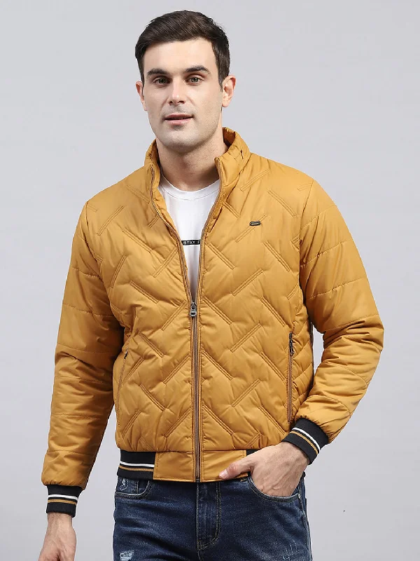 Early Bird Men Mustard Solid Detachable Hood Full Sleeve Jacket