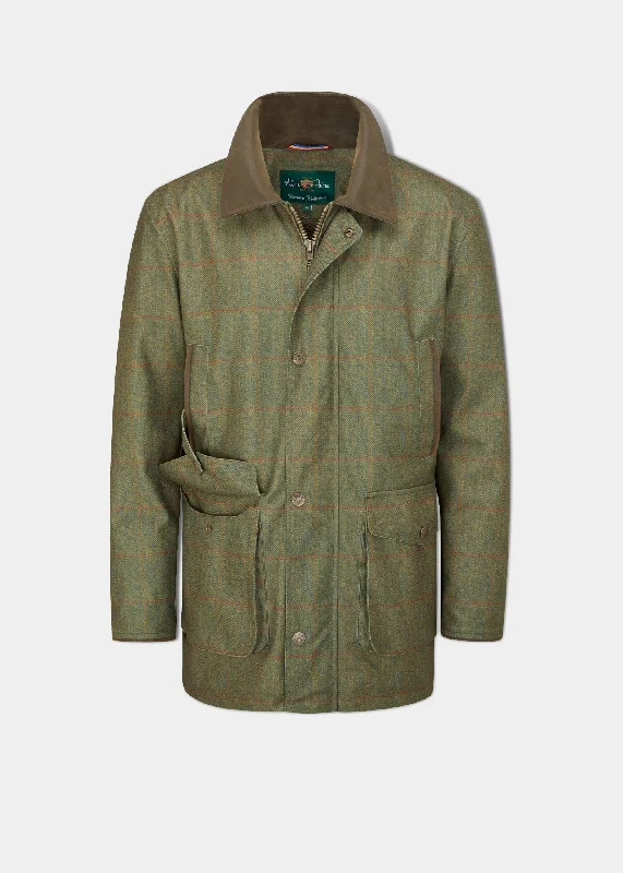 Deal Zone Didsmere Men's Technical Tweed Coat In Olive - Regular Fit