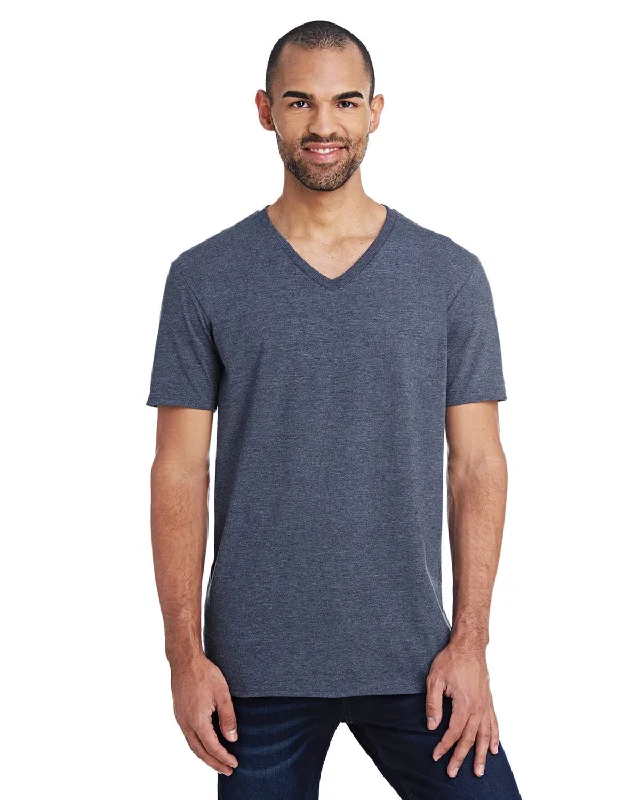 Huge Savings Anvil Fashion Fit V-Neck T-Shirt | Heather Navy