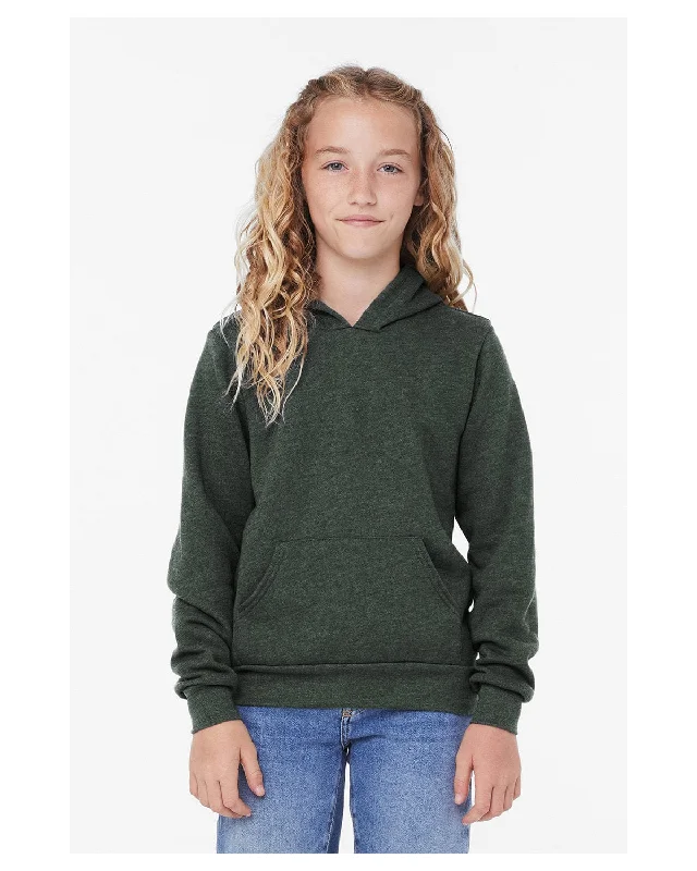 Online Only Bella+Canvas Youth Sponge Fleece Pullover Hooded Sweatshirt | Heather Forest