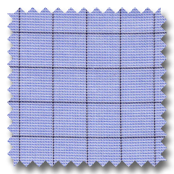 Closeout Deal Blue and Black Check 200 2Ply Broadcloth - Custom Dress Shirt