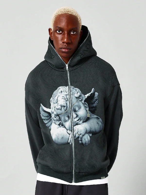 Year-End Sale Zip Through Hoody With Front Print