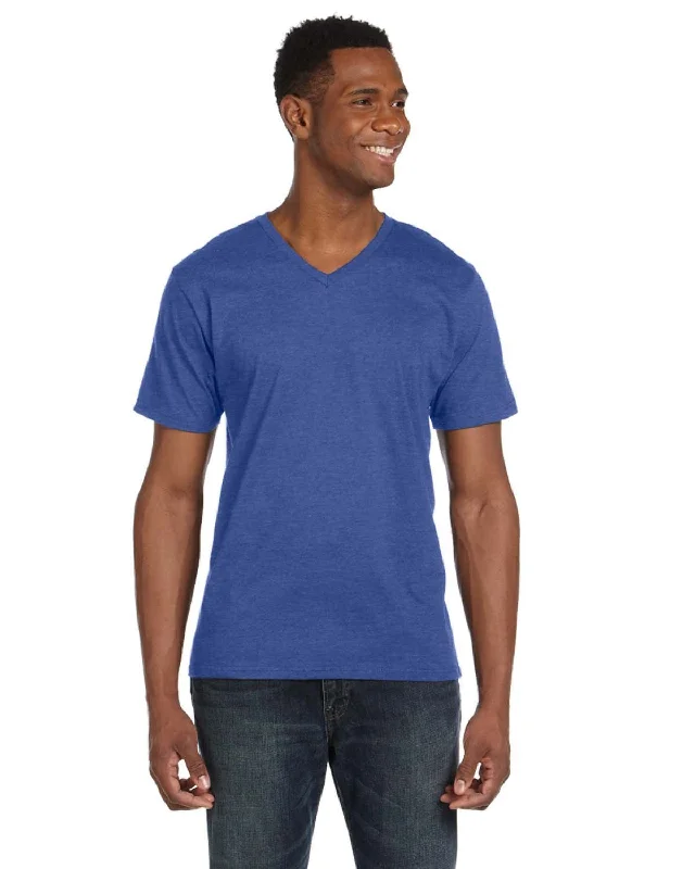 Instant Savings Anvil Fashion Fit V-Neck T-Shirt | Heather Blue