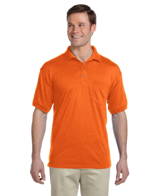 Overstock Gildan DryBlend 50/50 Jersey Knit Pocket Polo Shirt | S Orange
