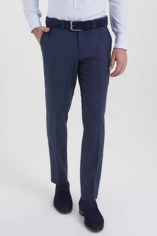 Super Bargain Slim Fit Blue Side Pocket Low Waist Wool Dress Pants