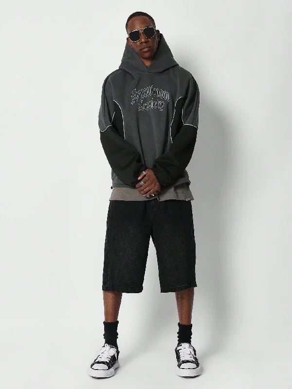 Quick Sale Regular Fit Overhead Colour Blocked Hoodie With Embroidery