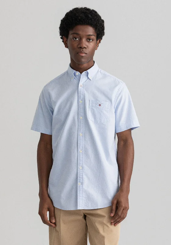 Clearance Sale Gant Oxford Short Sleeve Shirt, Capri Blue