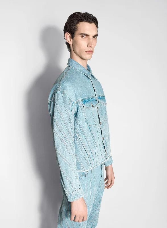 Online Deal light blue spiral denim jacket