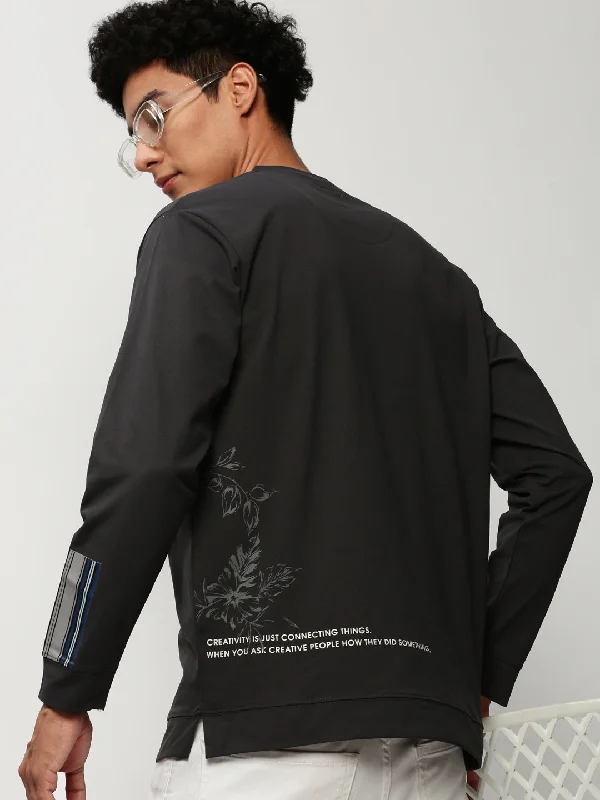 Weekend Specials to Savor Men Grey Graphics Casual Sweatshirts