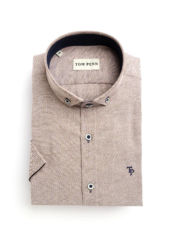 Markdown Sale Tom Penn Short Sleeve Shirt, Taupe