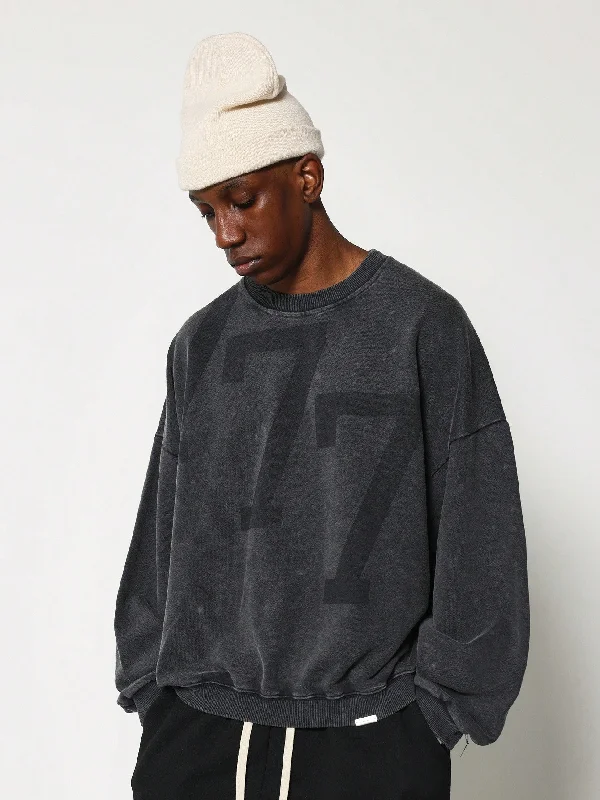 Super Bargain Regular Fit Long Sleeve Washed Sweatshirt With Graphic Print