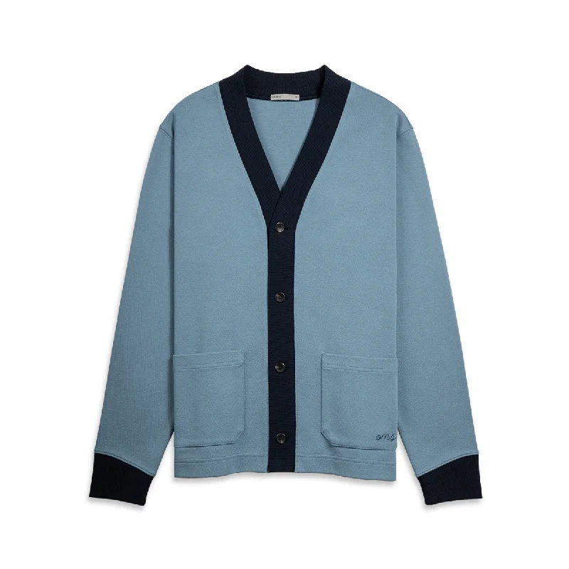 Deal Dash Byron Pique Contrast Cardigan Blue Shadow