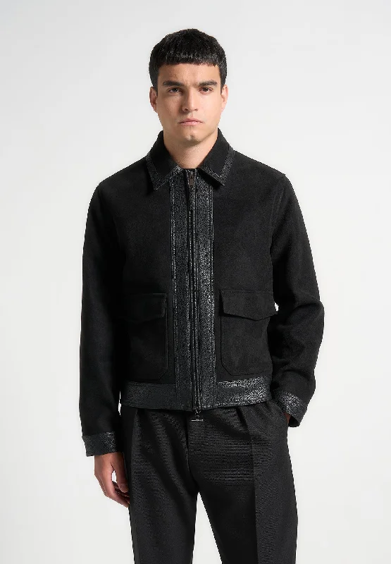 Weekend Bargains to Relish Suede & Pebbled Leather Jacket - Black
