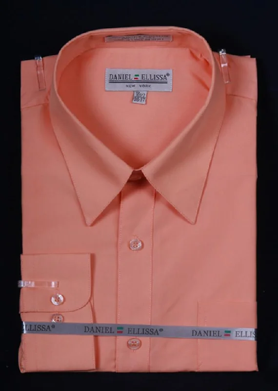 Major Savings Men's Peach Long Sleeve Dress Shirt