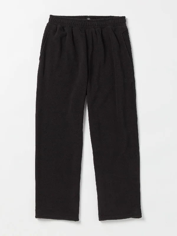 Holiday Sale Bowered Light Elastic Waist Fleece Pants - Black