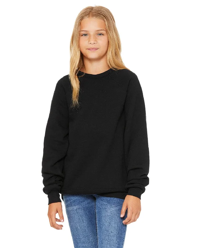 Massive Deals Bella+Canvas Youth Sponge Fleece Raglan Sweatshirt | Black