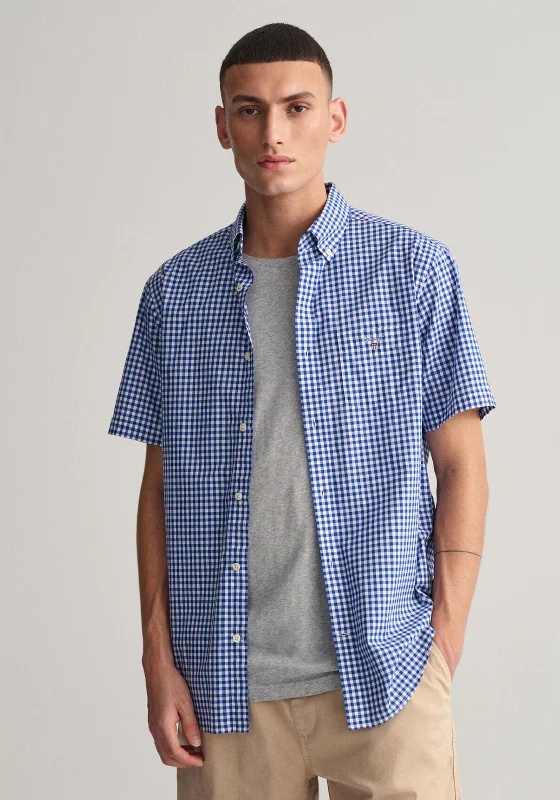 Deal of the Day Gant Broadcloth Gingham Short Sleeve Shirt, College Blue