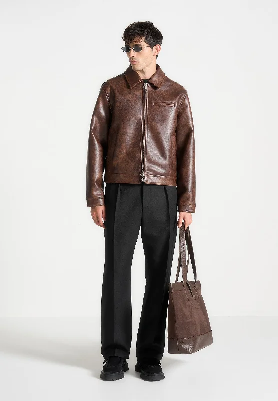 Hot Buy Vintage Leather Jacket - Brown