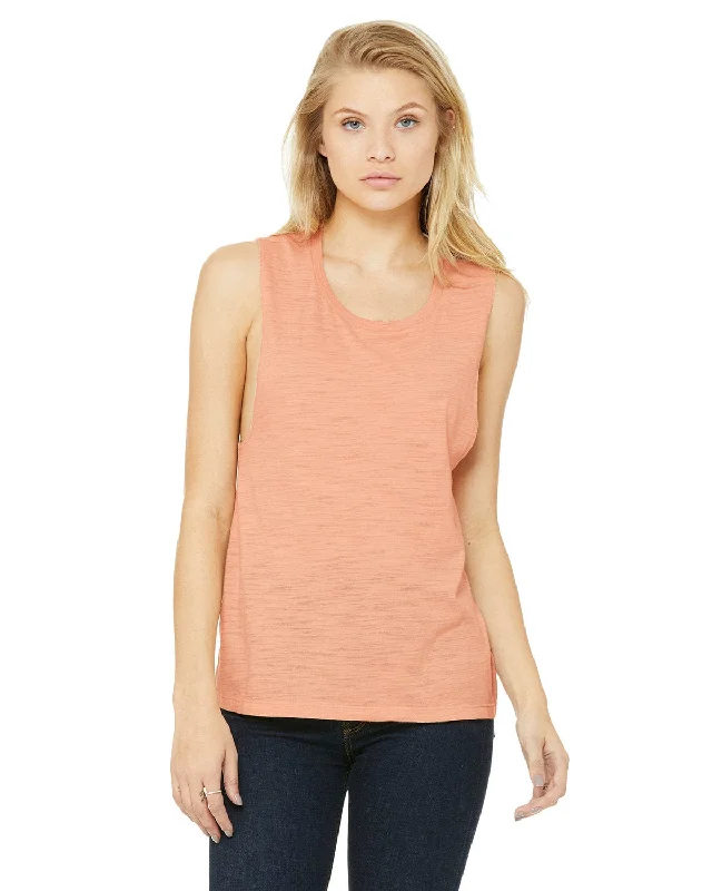 Shop and Save Bella+Canvas Ladies Flowy Scoop Muscle Tank | Peach Slub