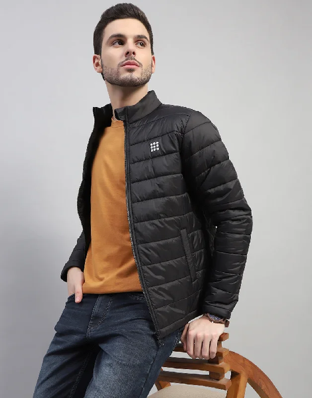 Unmissable Offer Men Black Solid Band Collar Full Sleeve Jacket