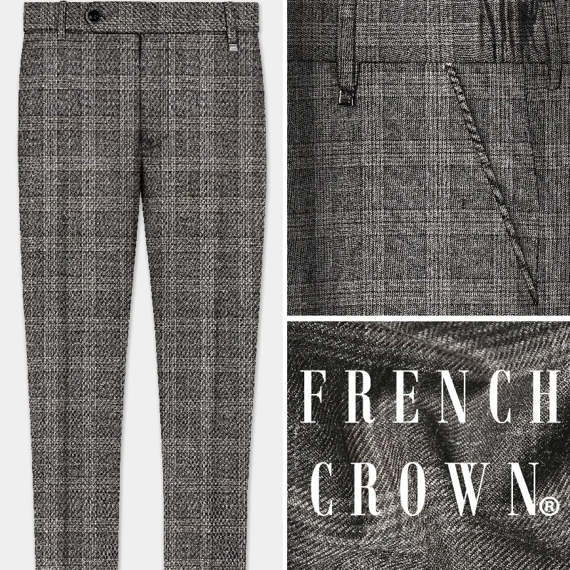 Weekend Savings Spectacular Iridium Gray Plaid Tweed Stretchable Waistband Pant