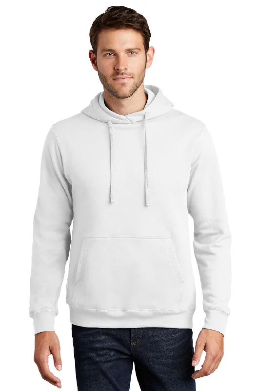 Hot Buy Port & Company Mens Fan Favorite Fleece Hooded Sweatshirt Hoodie w/ Pouch Pocket - White Hot Buy Port & Company Mens Fan Favorite Fleece Hooded Sweatshirt Hoodie w/ Pouch Pocket - White