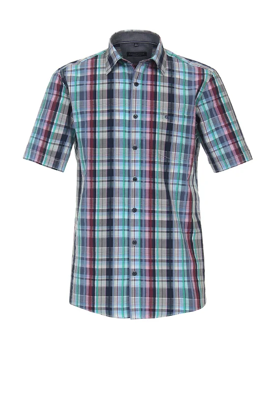 The Best Deal Casa Moda Check Short Sleeve Shirt, Pink Multi